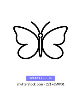 Butterfly icon vector illustration design template. Editable stroke.