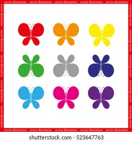 butterfly icon vector illustration eps10. Isolated badge for website or app - stock infographics