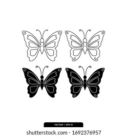 Plantilla de logotipo de ilustración de vectores de icono de mariposa