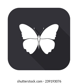 butterfly icon - vector illustration with long shadow isolated on gray