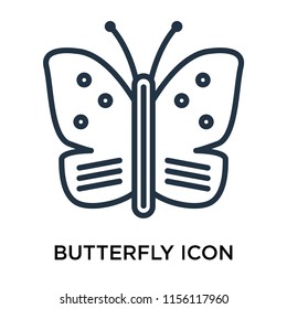 Butterfly icon vector isolated on white background, Butterfly transparent sign , thin pictogram or outline symbol design in linear style