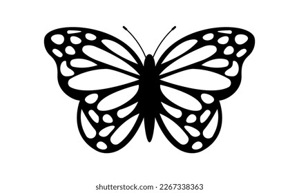 Vector de icono de mariposa en fondo blanco. Silueta negra de mariposa. Hermoso insecto. Vector 10 EPS.