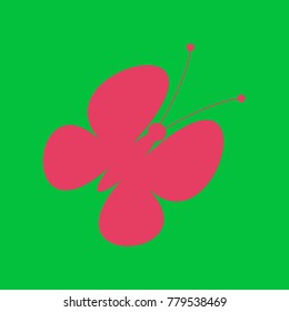 Butterfly icon. Vector. Paradise pink icon on dark pastel green background.