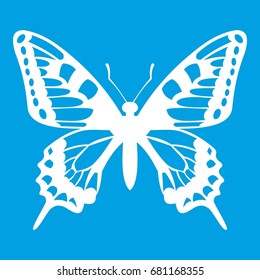 Butterfly icon white isolated on blue background vector illustration