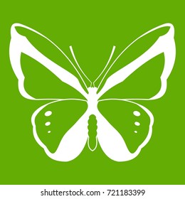 Butterfly icon white isolated on green background. Vector illustration