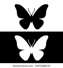 butterfly icons black and white vector