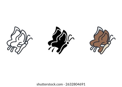 butterfly icons isolated on White Background. Flat style design