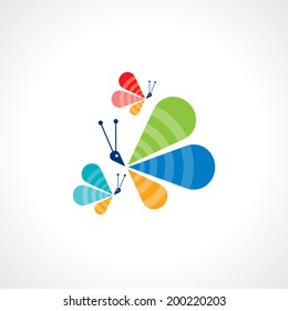 butterfly icons, isolated vector illustration