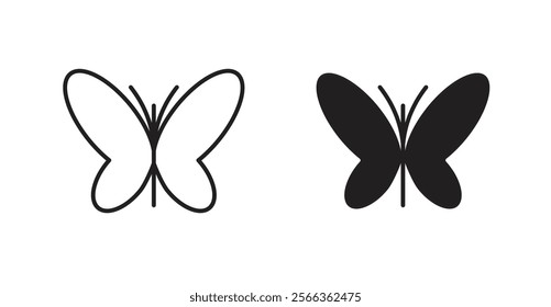 Butterfly icons in line stroke and flat versions