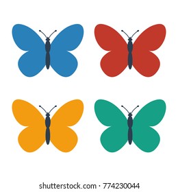 Butterfly Icons on white background. Vector illustration