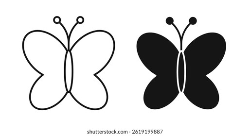Butterfly icons set in black colors on white background