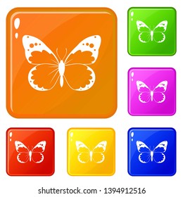 Butterfly icons set collection vector 6 color isolated on white background