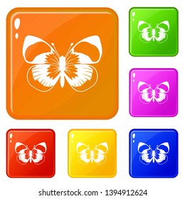 Butterfly icons set collection vector 6 color isolated on white background