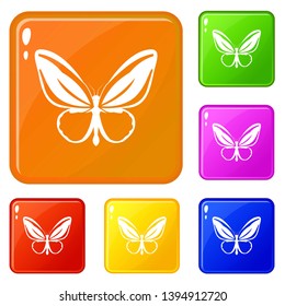 Butterfly icons set collection vector 6 color isolated on white background