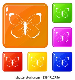 Butterfly icons set collection vector 6 color isolated on white background