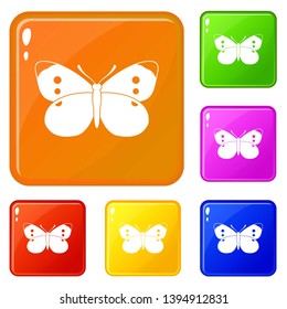 Butterfly icons set collection vector 6 color isolated on white background