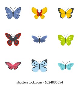 Butterfly icons set. flat set of 9 butterfly vector icons for web isolated on white background