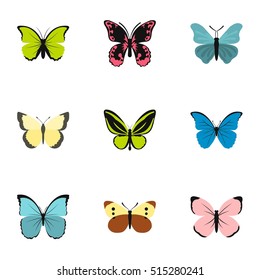 Butterfly icons set. Flat illustration of 9 butterfly vector icons for web