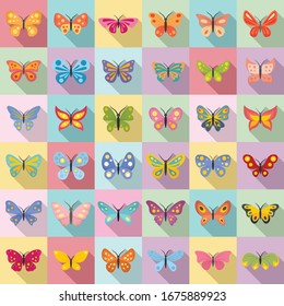 Butterfly icons set. Flat set of butterfly vector icons for web design