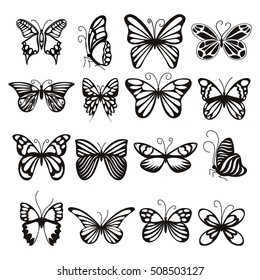 Butterfly Icons Set Simple Illustration 16 Stock Vector Royalty Free 508503127