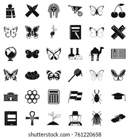 Butterfly icons set. Simple style of 36 butterfly vector icons for web isolated on white background