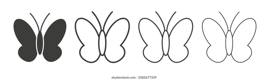 Butterfly icons set vectors graphic designs