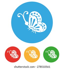 Butterfly icons set white symbol vector illustration.