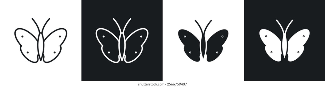 Butterfly icons in Thin line black color. flat simple vector symbols illustration.