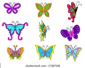 Iconos de mariposa - Vector