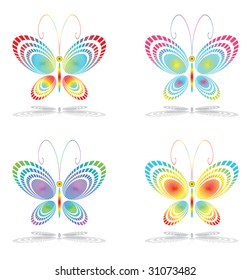 Butterfly icons. Vector.