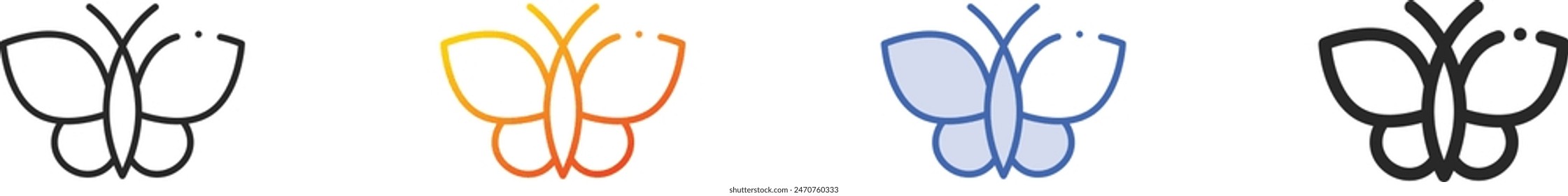 butterfly icon.Thin Linear, Gradient, Blue Stroke and bold Style Design Isolated On White Background