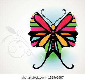 Butterfly illusion  - woman's face in butterfly wing 