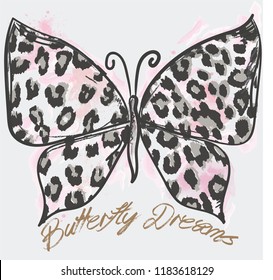 Butterfly illustration with animal print