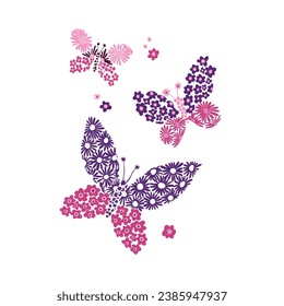 butterfly illustration. Be the change. Girl child tshirt pattern design. T shirt trendy