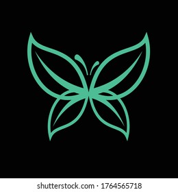 Butterfly illustration isolated in black background.