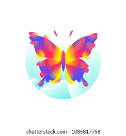 Butterfly illustration for logo. Vector illustration. An image of a butterfly, for a beauty salon, spa and art studio. A bright fashion image, a trademark, a brand and a symbol of the company. Emblem.