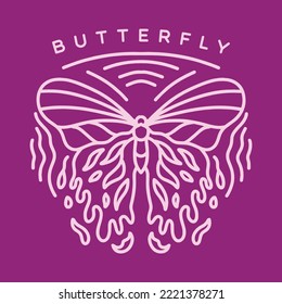 Butterfly illustration Monoline Vector Logo, nature vintage badge, creative luxury emblem Design For Tshirt