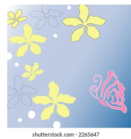 butterfly illustration with petal frame