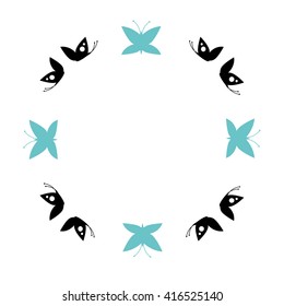 Butterfly illustration round frame