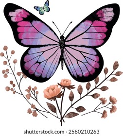 butterfly illustration vector , watercolor style on white background vector illustration, Watercolor illustration. Colorful Butterflies clipart