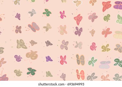 Butterfly illustrations background abstract, hand drawn. Cartoon style vector graphic.