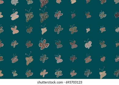 Butterfly illustrations background abstract, hand drawn. Cartoon style vector graphic.
