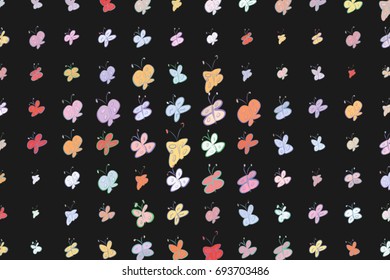 Butterfly illustrations background abstract, hand drawn. Cartoon style vector graphic.
