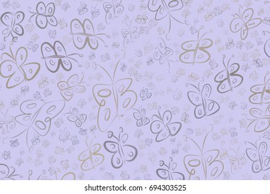 Butterfly illustrations background abstract, hand drawn. Cartoon style vector graphic.