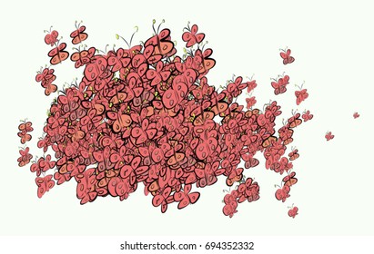 Butterfly illustrations background abstract, hand drawn. Cartoon style vector graphic.