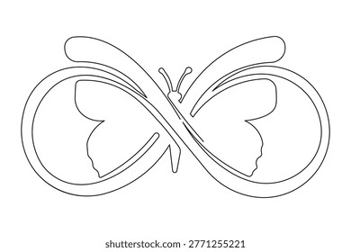 Butterfly infinity loop continuous one line art simple minimalist symbol