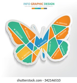 Butterfly info graphic design. Clean vector