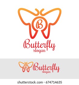 butterfly initial Letter B Logo design
