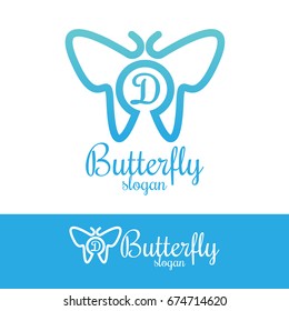 butterfly initial Letter D Logo design
