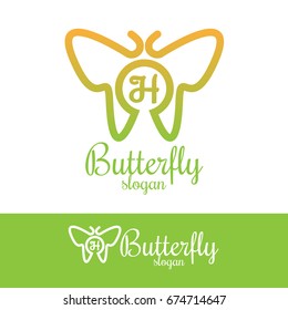 butterfly initial Letter H Logo design